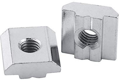 Hilitand 50pcs T-Slot Hammer Head Fastener Nut Nickel Coated Carbon Steel Furniture T Nut for Aluminum Profile Woodworking