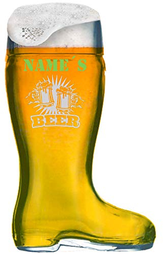 Anbobo Bierstiefel 1L mit individueller Gravur [Name] und [Motiv 04] - MeinGlas