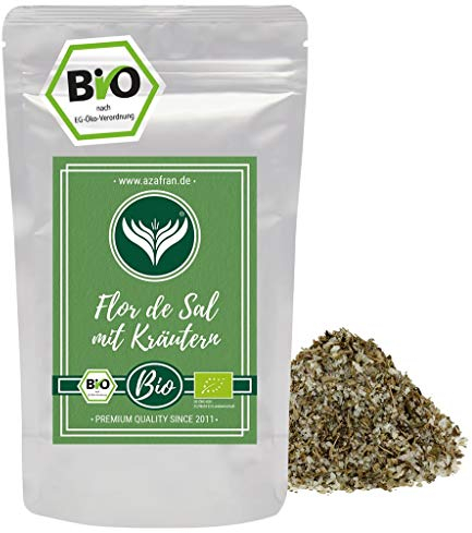 Azafran BIO Flor de Sal mit Kräutern | Kräutersalz | Fleur de Sel | Salzblume 250g