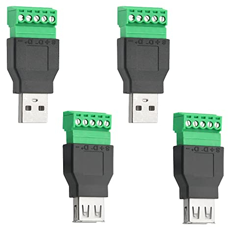 WMYCONGCONG 4 PCS USB 2.0 Typ A Stecker Buchse auf 5 Pin Buchse Bolzen Schraube mit Abschirmung Terminal Stecker Adapter Stecker Konverter
