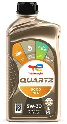 TotalEnergies Quartz 9000 NFC 5W30 Engine Oil ACEA A5/B5, API CF/SL Age-Resistance Technology Fuel Economy Formula Advanced Synthetic Motor Oil Lubricant - 1L