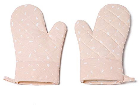 TOKYMOON Ofenhandschuhe und 2 Topflappen Set Topfhandschuhe Backofenhandschuhe Hitzebeständige für Kochen & Backen Haushalt Bäckerei Hitzebeständigkeit Mikrowelle Backofen Handschuhe (Rosa)
