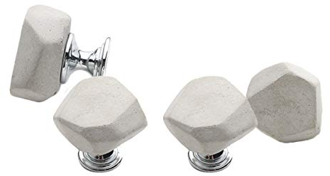 TentHome 4 Stück Kommodenknöpfe Schubladenknöpfe Set Natürliche Steine Möbelgriff Antik Möbelknöpfe Türgriffe Schranktürknöpfe Schubladengriffe Knöpfe Oval, Grau