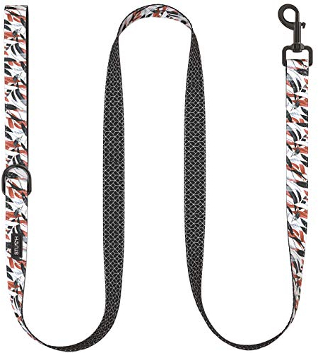 STUCH ® Hundeleine - 1,53m Länge - Duo Style - Nylon Hunde Leine mit gepolsterten Handgriffen - Für kleine, mittlere und große Hunde (L (2,5cm x 153cm), Bunt (Blätter))