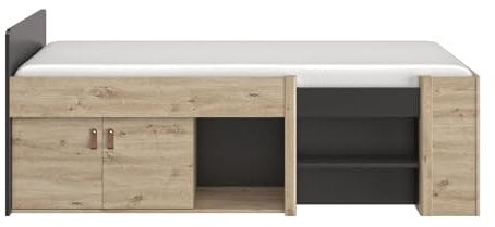 GAMI Arthus Kompaktes Bett, 90 x 200 cm, Eiche Artisan, Spanplatte