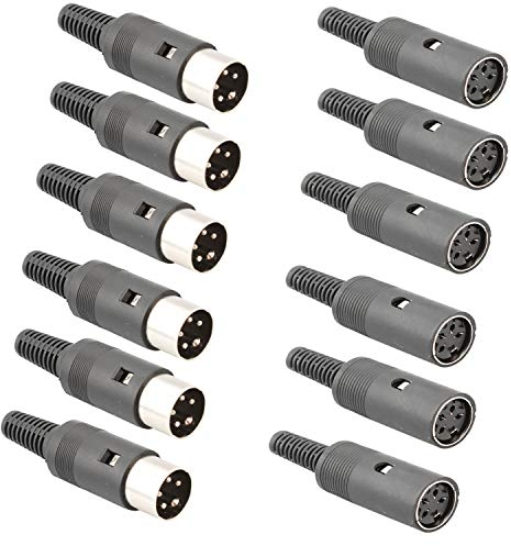 RUNCCI-YUN 12pcs Connettore DIN 4 Pin, Maschio/Femmina per Saldatura, Audio Altoparlanti, per Connettere Sintetizzatori e Tastiere