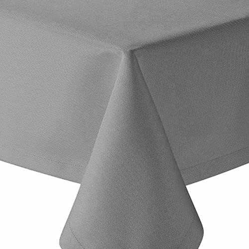 Tischdecke | Hellgrau - Eckig - 110x160cm | Gartentischdecke | Outdoor-Decke | Lotus-Effekt | Leinen-Optik | Schmutzabweisend