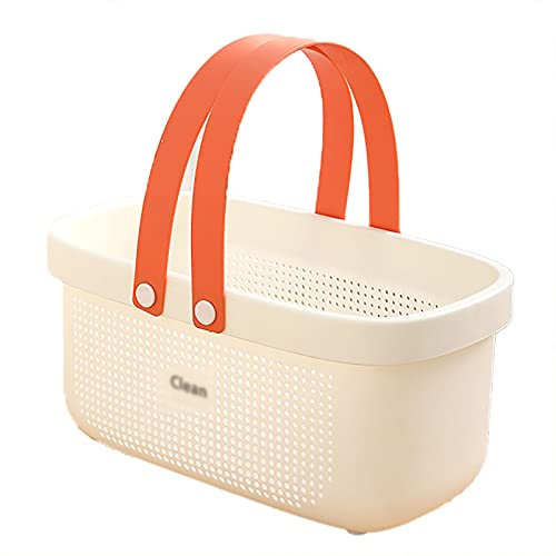 MARMODAY Panier de douche portable en plastique avec poignée Blanc 31,5 x 17,8 x 15,6 cm