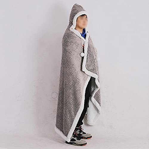 YUNHOME Kapuzendecke Decke Mit Kapuze Kuscheldecke Blanket Hoodie Grau Gedruckt Pv Samt Lamm Samt Mit Kapuze Wolldecke Mantel Dicke Mantel Decke Einzelne Büro Nickerchen