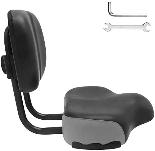 Eachbid Backrest Saddle Bike Seat with Backrest,11.5x9.5 Wider Replacement Soft Back Rest,Bicycle Tricycle Seat Cushion with Back Rest,Oversize Comfort Saddle with with Back Support(Black-Grey)