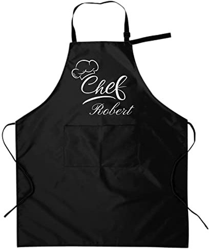 Naispanda Delantal Con Peto Ajustable Unisex Con Nombre Personalizado Con 2 Bolsillos Para Cocinar Chef Mujeres Hombres Delantales Para Cocina Restaurante Hornear Barbacoa Delantal Personalizada Negro