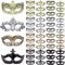 FEQO 48 Stück Venezianische Maske Maskerade Maske Karnevals Vintage Antik Masken Retro Maskerade Masken Venezianische Masken für Damen Herren Halloween Kostüm Party