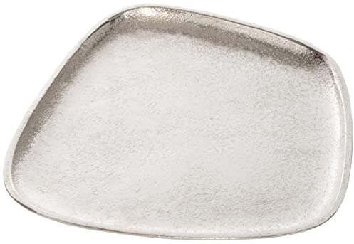 Brandsseller Deko Tablett Deko Teller ca. 25x23 cm Deko Schale Aluminium RAW OPTIK Silber