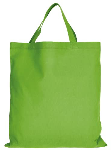 TEXXILLA 5er | 15er | 50er Pack Baumwolltasche - 28 Farben | mit Zwei kurzen Henkeln | 38x42cm | Jutebeutel | Einkaufstasche | unbedruckt, Farbe:hellgrün, Menge:5 Stück