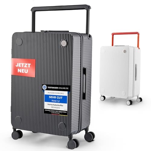 BEHNSEN Hartschalenkoffer aus Polycarbonat 44x27x66cm | Reisekoffer mit Rollen [Breiter Griff] - leise, sicher & robust - Premium Rollkoffer mit Zahlenschloss & extra Fächern - 61 L