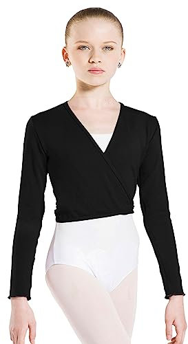 Wearmoi Menuet Cache-cœur en acrylique tricoté pour fille, noir, âge 8/10