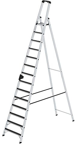 PROREGAL Stufen-Stehleiter | einseitig begehbar mit Clip-Step R13 | 14 Stufen | Leiter, Teleskopleiter, Trittleiter, Bockleiter, Sprossen-Doppelleiter