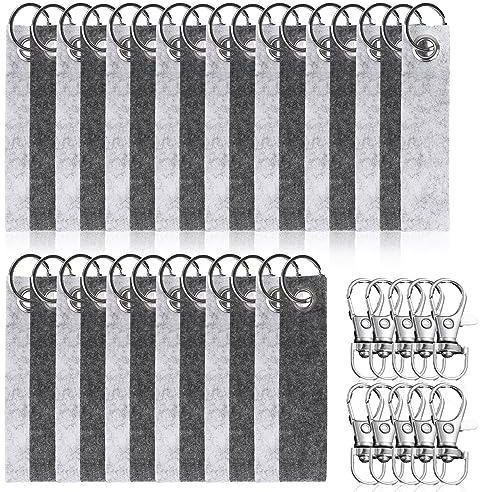ZIOYA 40 Stück Filz Schlüsselanhänger 13x3cm Schlüsselanhänger Beschriftbar Blanko Filz Schlüsselanhänger mit 40 Schlüsselanhänger für Plotter Rohlinge Diy Personalisierte Deko(Grau)