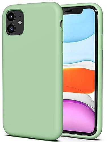 TAXXOE Silicone Case with iPhone 11 Case Soft Ultra Slim Protective Shockproof Liquid Silicone Phone Case,Anti-Scratch Microfiber Lining,6.1 inch-Mint Green