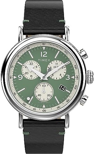 Timex Herren Chronograph Uhr mit Leder Armband Waterbury Standard
