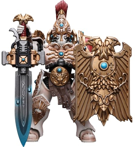 JOYTOY WH 40K 1/18 Action Figur Spielzeug, Adeptus Custodes Solar Watch Custodian Guard with Sentinel Blade and Praesidium Shield, Geschenk für Action Figur Enthusiasten und Sammler (JT9343, 12.4cm)