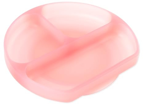Bumkins Silicone Suction Cup Dish with 3 Compartments in Jelly Pink