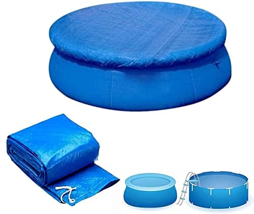 Poolabdeckung Rund, Abdeckungen Rund Pool Cover Easy Set Staubdicht Pool Protector Poolabdeckplane für oberirdische Schwimmbäder (183cm/6ft)
