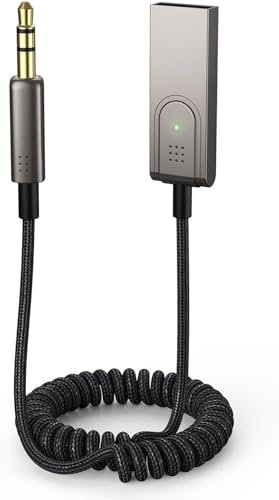 QESSUVNC Bluetooth 5.0 Empfänger Auto Bluetooth Adapter Aux USB 3.5mm Buchse Klinke für Auto, KFZ, Kopfhörer, Lautsprecher, Heimkino, Freisprechanruf