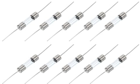 QUARKZMAN 10 Stück Glassicherung 5 x 20mm, 10A Schnellschlag Auslösecharakteristik 250V Sicherung mit Draht für Leiterplatten Elektronische Geräte Haushaltsgeräte