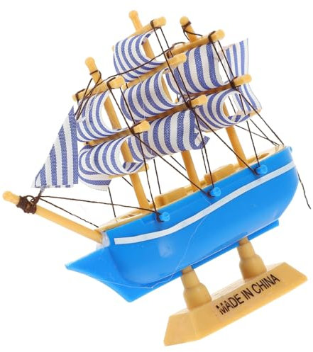 Vaguelly Mediterranean Sailboat Model for Desktop Decoration Craft for Living Room Bedroom Office Study Unique Nautical Home Decor