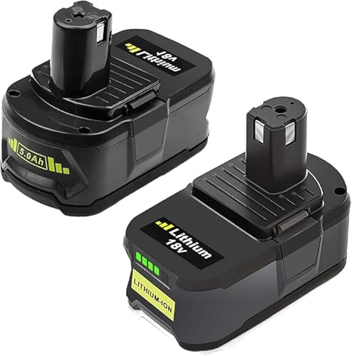 Batteria per Ryobi 18V 5,5Ah 2 pezzi Exemoro RB18L50 RB18L40 RB18L25 RB18L15 P108 P107 P105 P104 per Ryobi con LED