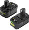Batterie pour Ryobi 18V 5,5Ah 2 pièces Exemoro RB18L50 RB18L40 RB18L25 RB18L15 P108 P107 P105 P104 Batterie pour Ryobi avec LED