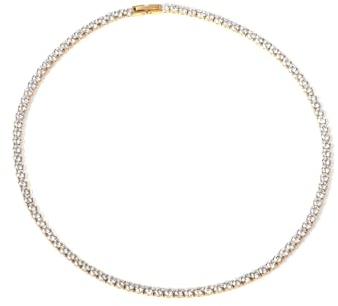 UNSHINEBAR Tennis Kette für Herren und Damen - Streetwear Iced Out Chain aus Edelstahl und 18K Gold - Wasserfeste Halskette 5mm Breite (45cm, Gold)