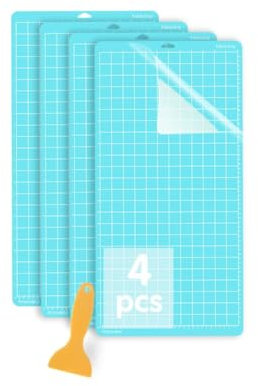 Jerilla 4 Stück Schneidematten für Cricut 12x24 Zoll LightGrip Rutschfeste Schneidematten Set für Cricut Maker/Explore One/Air/Air 2 mit Schaber