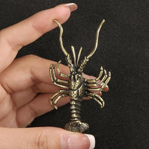 BAYNGO Kleine Messingfigur, Hummer Ornament, Tischdekoration, Skulptur Dekoration, Kupfer Miniatur Metall Dekoration, Retro Büro, Zuhause, Feng Shui, Bronzeguss Skulptur