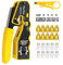 MAYLINE Pince à Sertir de RJ45 Kit d'Installations Professionel, Testeur Reseau LAN Wire Strippe CAT7 CAT6 CAT5 Sertissage, Outillage Câble à Outils de Réparation pour Cablage Ordinateur (Noir)