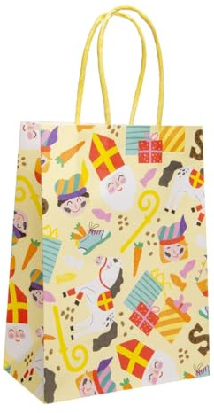 DUCKIEZ Geschenktüten aus recycelbarem Papier, Partytüten mit Griffen, Geburtstagsfeierbevorzugung (Sinterklaas, 1 Beutel)