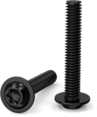 ORTAVA Lot de 30 vis à tête bombée M8 x 35 - Vis Torx noires avec bride et collet, en acier inoxydable A2 V2A, filetage complet pour pieds de table, construction automobile, cadre en bois