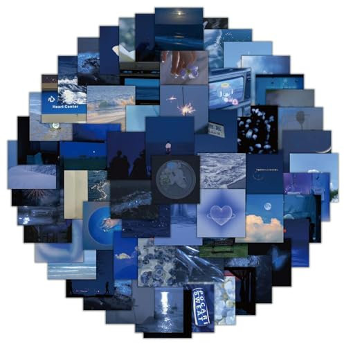 TVIVID 10/30/60 Stück Mystic Blue Healing Aufkleber Ästhetische Ins Style Aufkleber Handy Laptop Fahrrad Scrapbook Gitarre PVC Wasserdicht Autoaufkleber