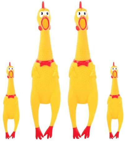 Fahibin 4 Stück Schreien Chicken Toy, Gummi Squaking Huhn,Quietscht Huhn Spielzeug,Gummi Schreiend Hühner Spielzeug,für Freunde, Familie, Hunde