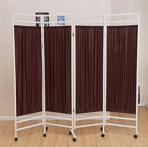 Stellwand Sichtschutz - Faltbarer Raumtrenner, Klappbarer, Medizinischer Sichtschutz Auf Rädern, Für Sichtschutztrennwand Im Innenbereich, Temporäre Wand Im Büro/Schönheitssalon/Krankenhaus(Brown)