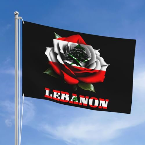 Drapeau Du Liban Rose 90X150Cm Grand Drapeau Traditionnel Patio Drapeaux Avec 2 Oeillets Métalliques Drapeaux De Vacances Décoration Pour Jardin Patio Porche