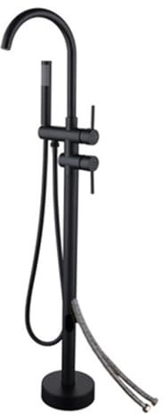 Moderne schwarze Stand-Badewannenarmatur freistehend mit 360° Drehung Warm- und Kaltwasser Wandanschluss Messing Qualität