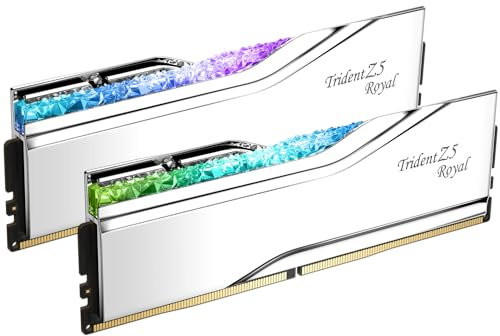 G.SKILL Trident Z5 Royal Series (Intel XMP 3.0) DDR5 RAM 48 GB (2 x 24 GB) 8000MT/s CL38-48-48-128 1,35 V Desktop-Computerspeicher U-DIMM – Silber (F5-8000J3848F24GX2-TR5S)