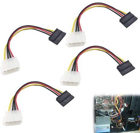 Noenaeni 4PCS 4Pin Molex to SATA Power Cables(SATA to Molex) Provides Reverse Compatibility for Older Drives Sata Power Cable Flexible Durable Construction for Reliable Power Delivery(17.5cm)