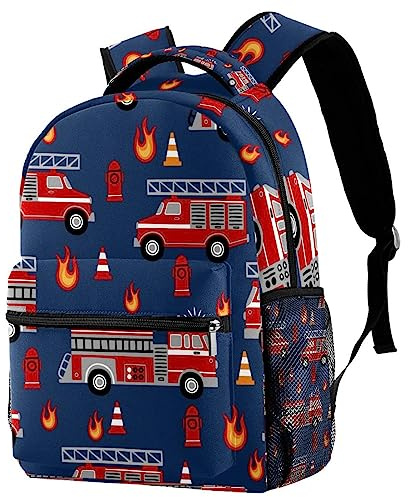 NUYFVG Feuerwehr- und Rettungswagen-Rucksack, Schultaschen für Jungen und Mädchen, leichte Büchertaschen, lässiger Tagesrucksack
