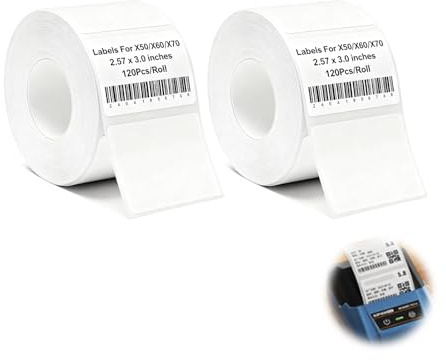 Selbstklebende wasserfeste Etiketten für T50M Etikettendrucker (40 mm x 30 mm) – 240 Etiketten pro Rolle, schwarz auf weiß, langlebig und vielseitig einsetzbar (2 Stück)