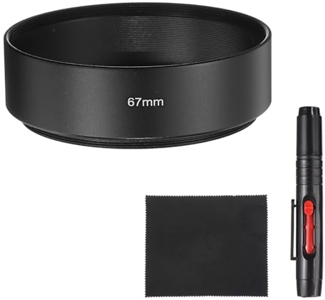 PATIKIL Gegenlichtblenden 67mm Kamera Objektivschutz Mittelformat Standard Einschraub Metall Kamera Deckel Blende Mit Reinigungstuch Und Reinigungsstift Schwarz