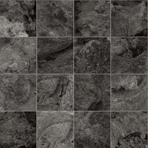 Lancaster 996D Dark Grey Marble Tile Effect Rimini Vinyl Flooring | - 3m x 2m (9ft10 x 6ft6)