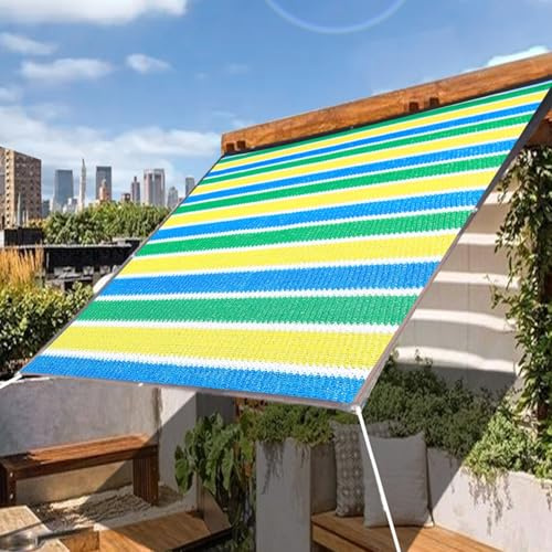 Bunt gestreiftes Sonnensegel, 200 x 700 cm, für den Außenbereich, mit Ösen für Garten, Terrasse und Pflanzen, wasserdicht, UV-Schutz, Sonnensegel